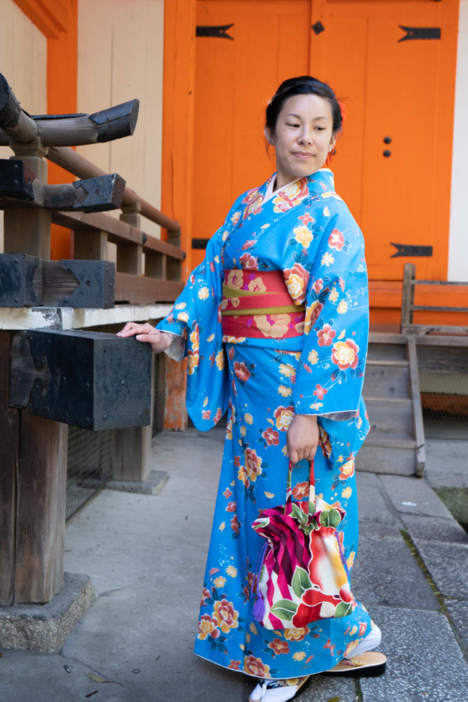 Adrienne in a kimono, Kyoto, Japan