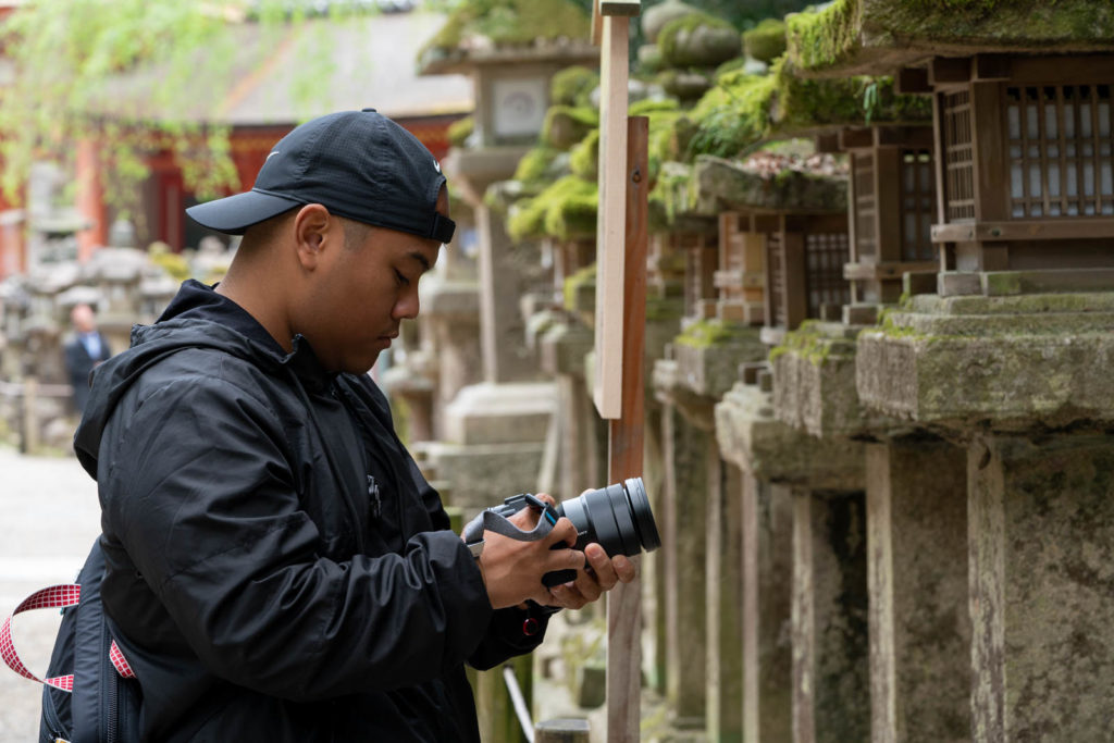 Carl recording the lanterns