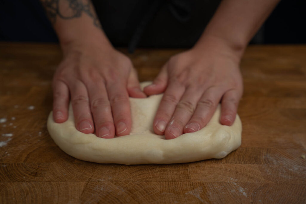 Inga Lam's milk bread - shaping loaf