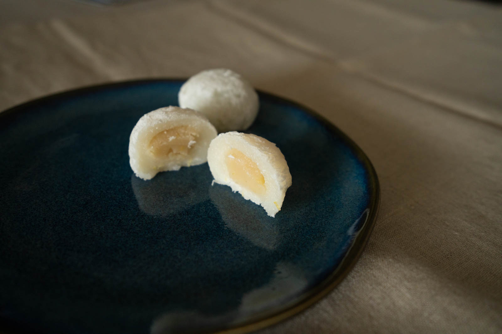 lemon mochi, lemon and white bean paste shiroan