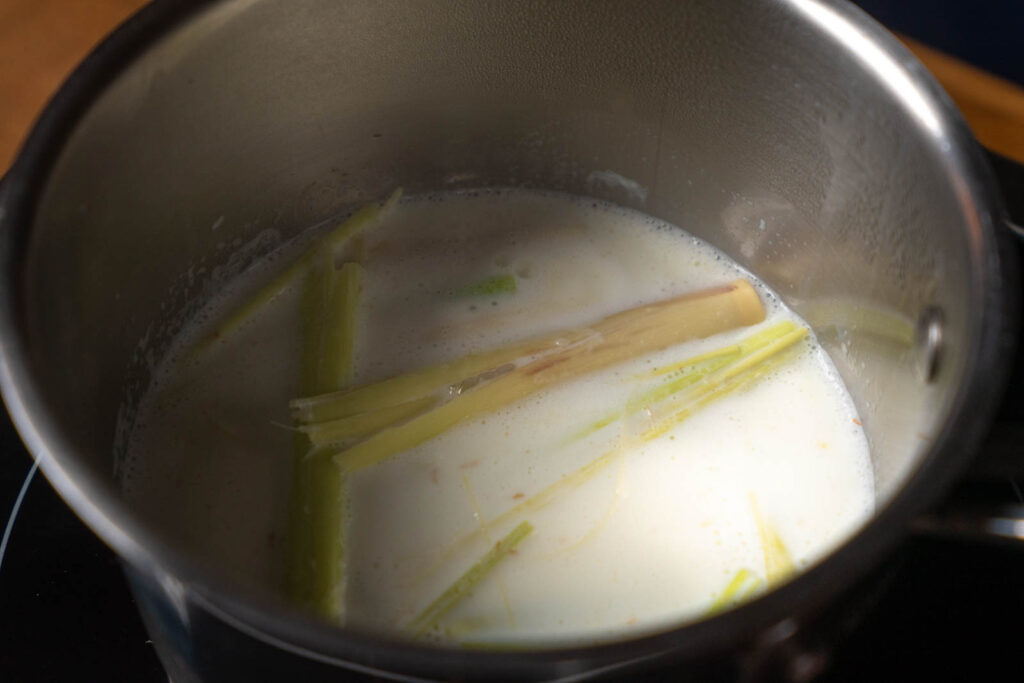 steeping lemongrass milk
