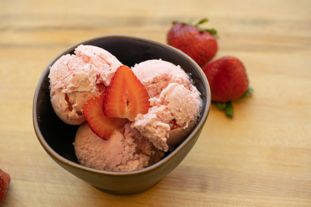 Blended Fresh Strawberry Ice Cream