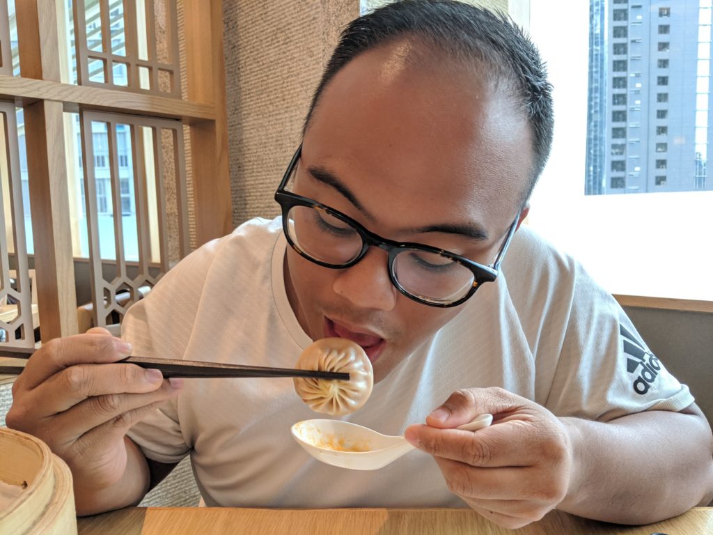 Carl eating XLB, DIN, Kuala Lumpur, Malaysia
